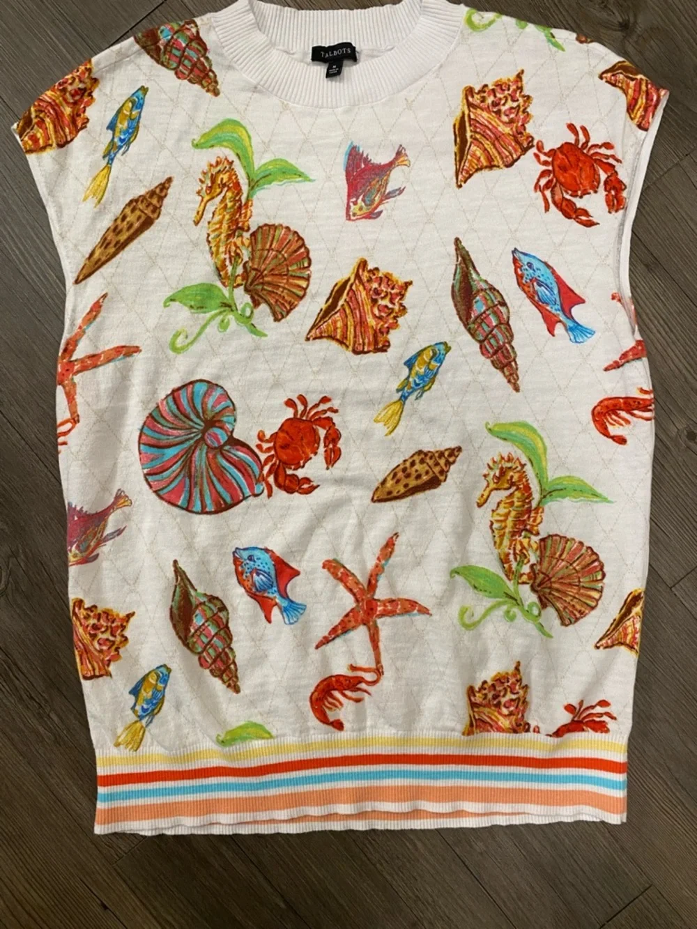 Talbots Cap Sleeve Pullover Underwater World - Picture 2 of 7